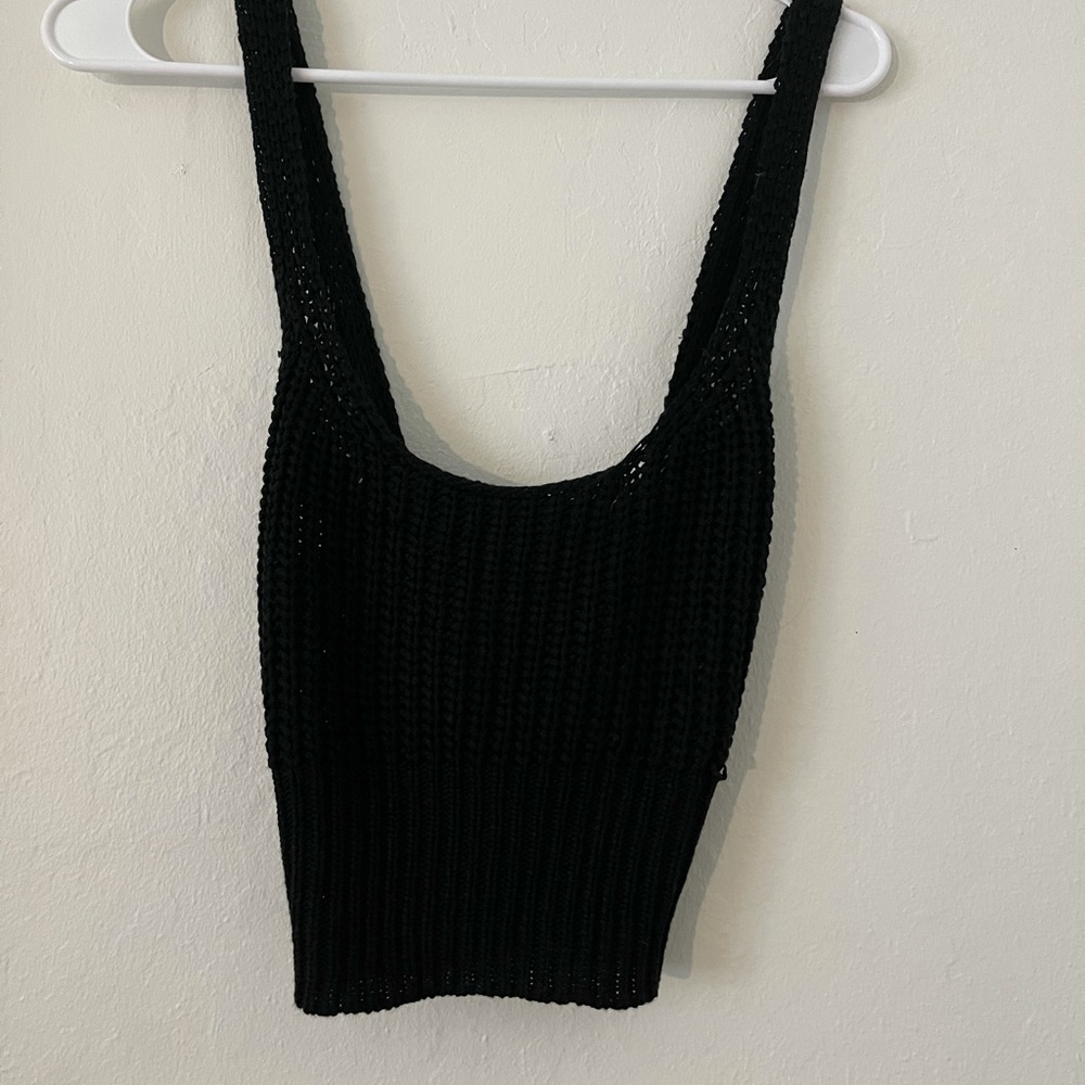 black crochet tank top
